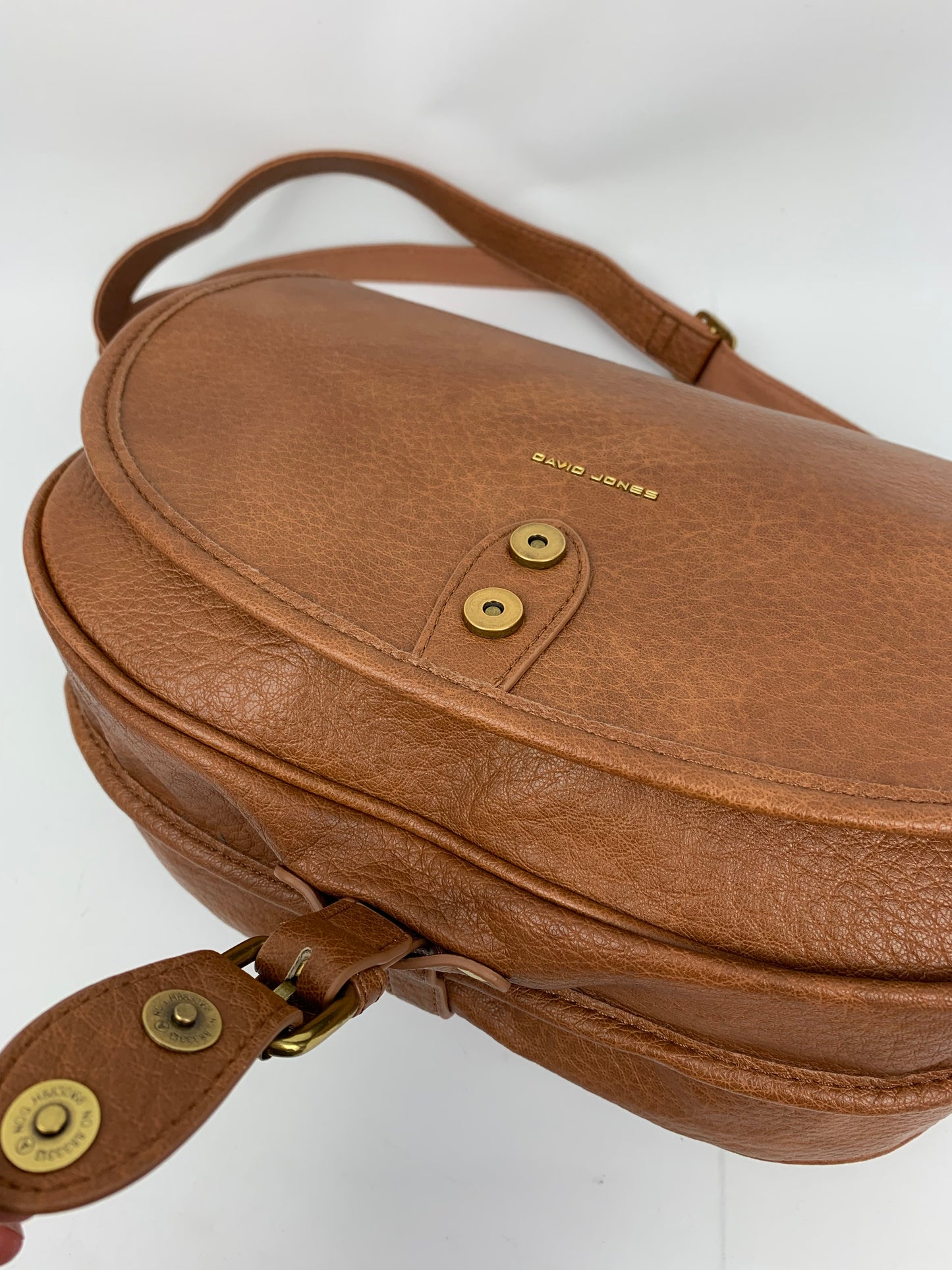 BERLIN BROWN- Soft faux leather saddle crossbody bag large
