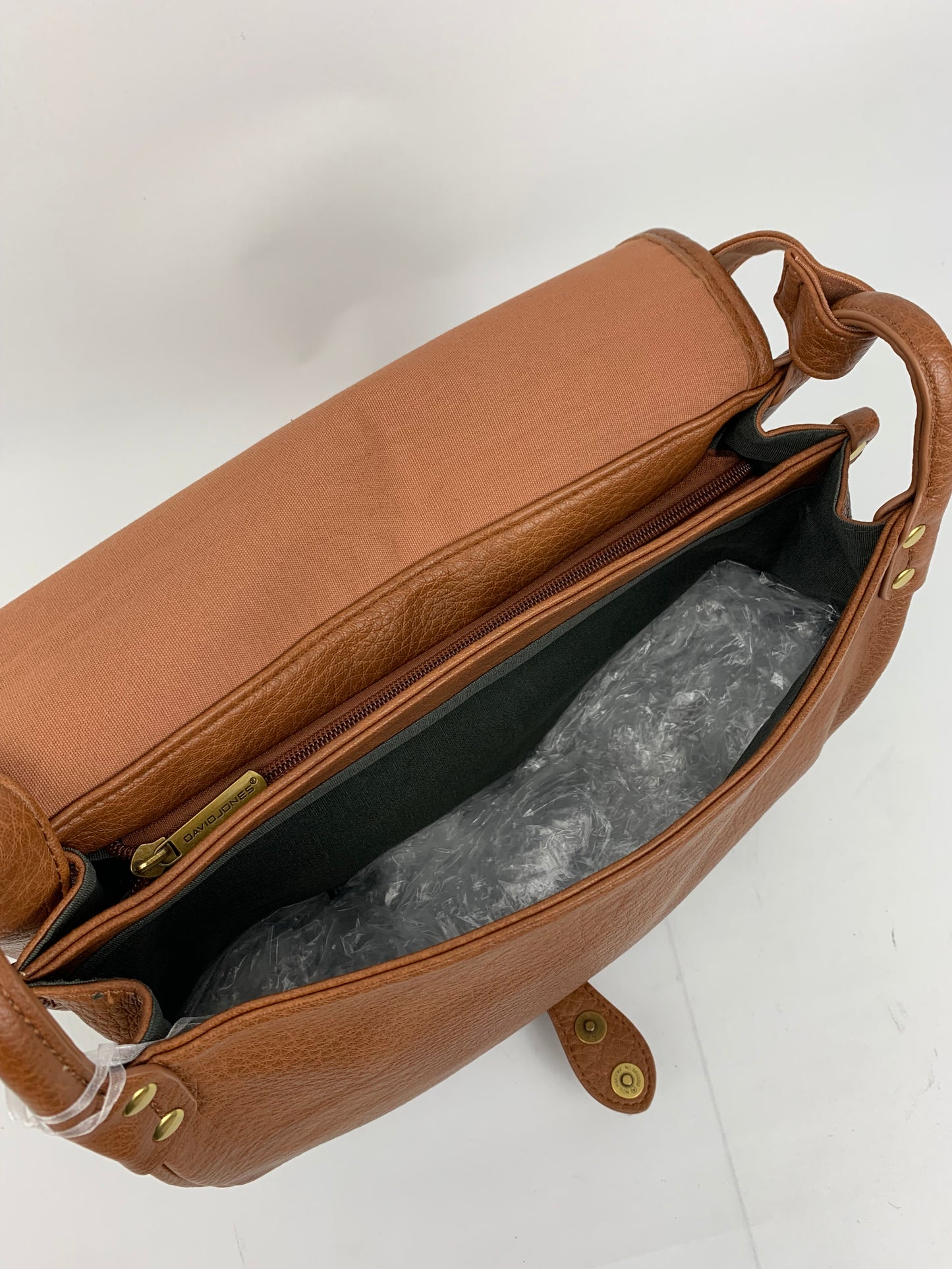 BERLIN BROWN- Soft faux leather saddle crossbody bag large