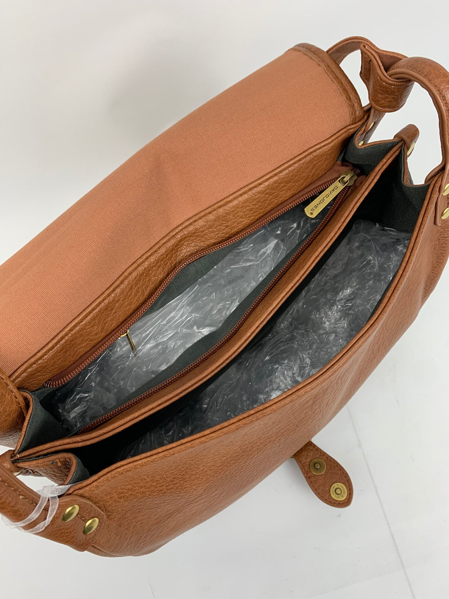 BERLIN BROWN- Soft faux leather saddle crossbody bag large