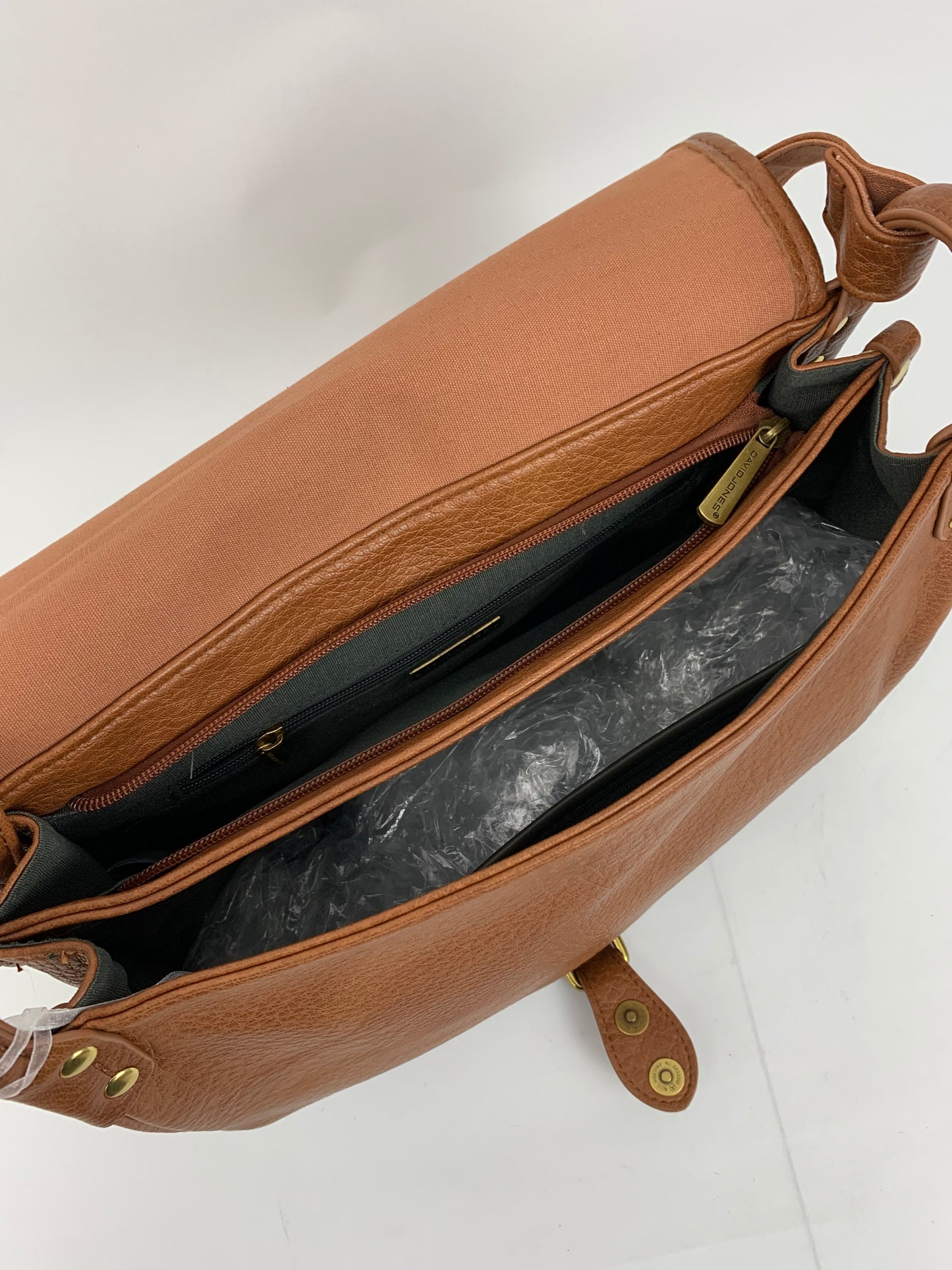 BERLIN BROWN- Soft faux leather saddle crossbody bag large