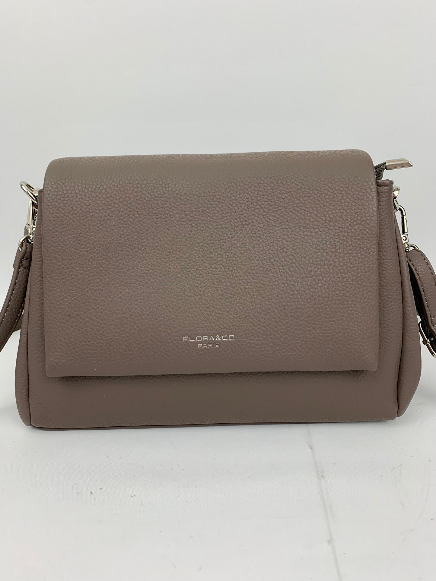 SAN REMO TAUPE - triple compartment faux leather crossbody/ shoulder handbag