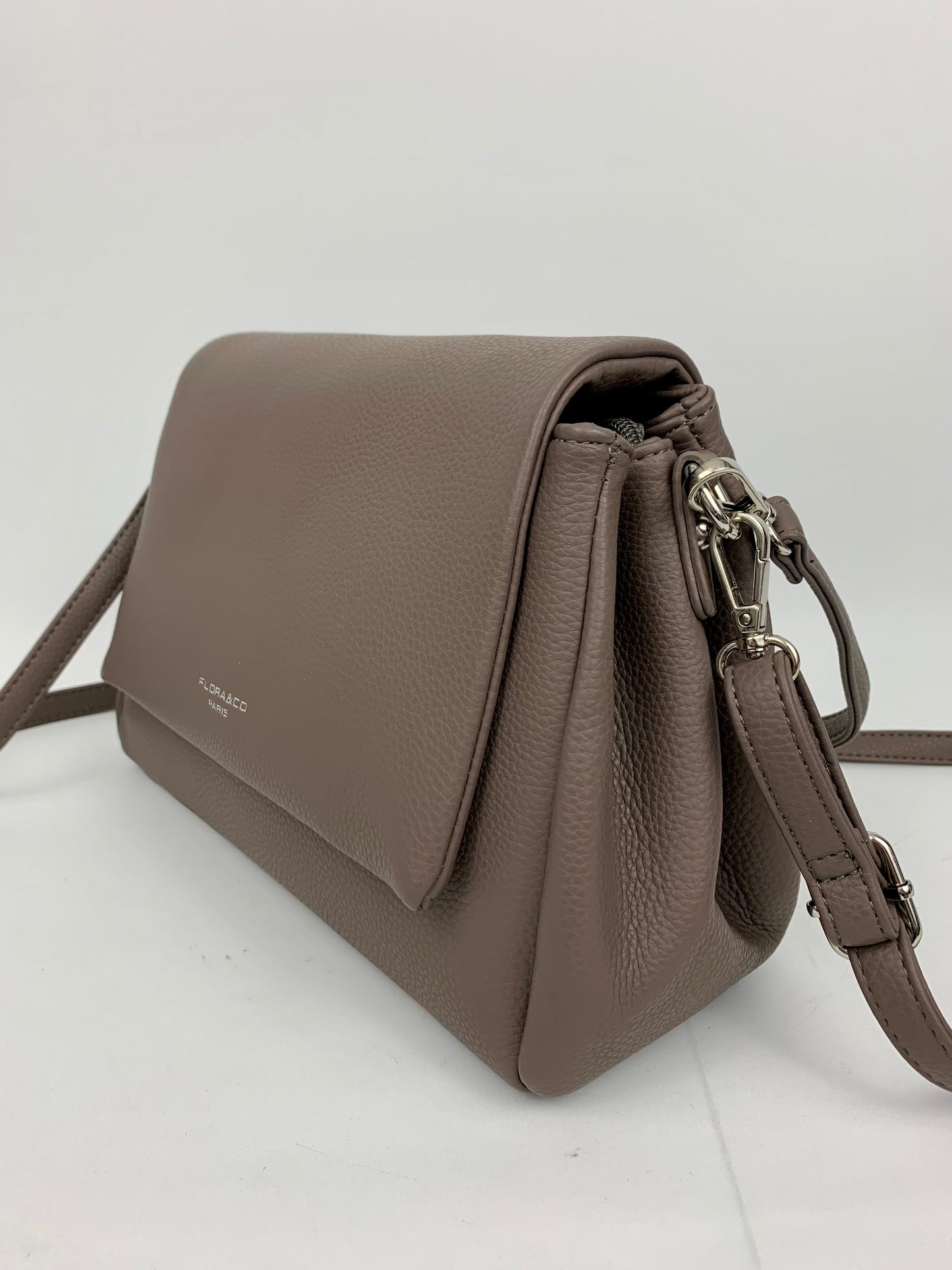 SAN REMO TAUPE - triple compartment faux leather crossbody/ shoulder handbag