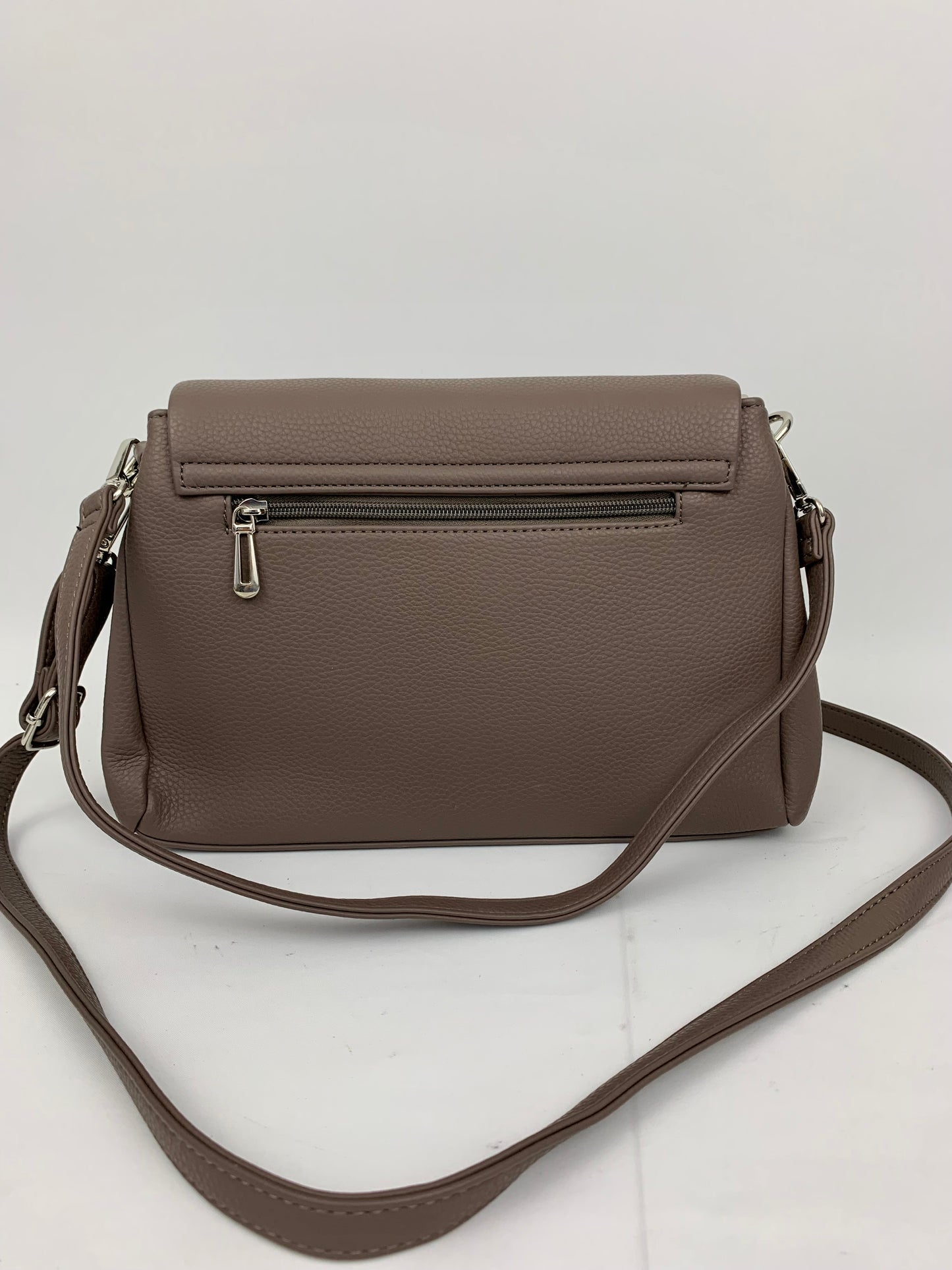 SAN REMO TAUPE - triple compartment faux leather crossbody/ shoulder handbag