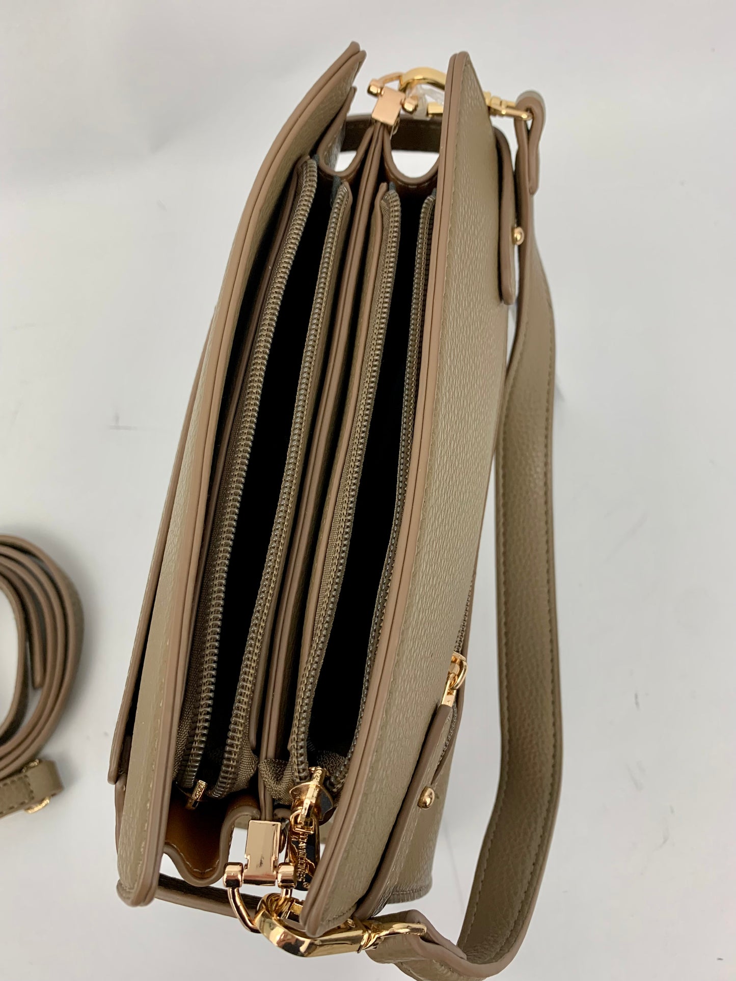 RHODE ISLAND TAUPE - quality faux leather shoulder/crossbody handbag