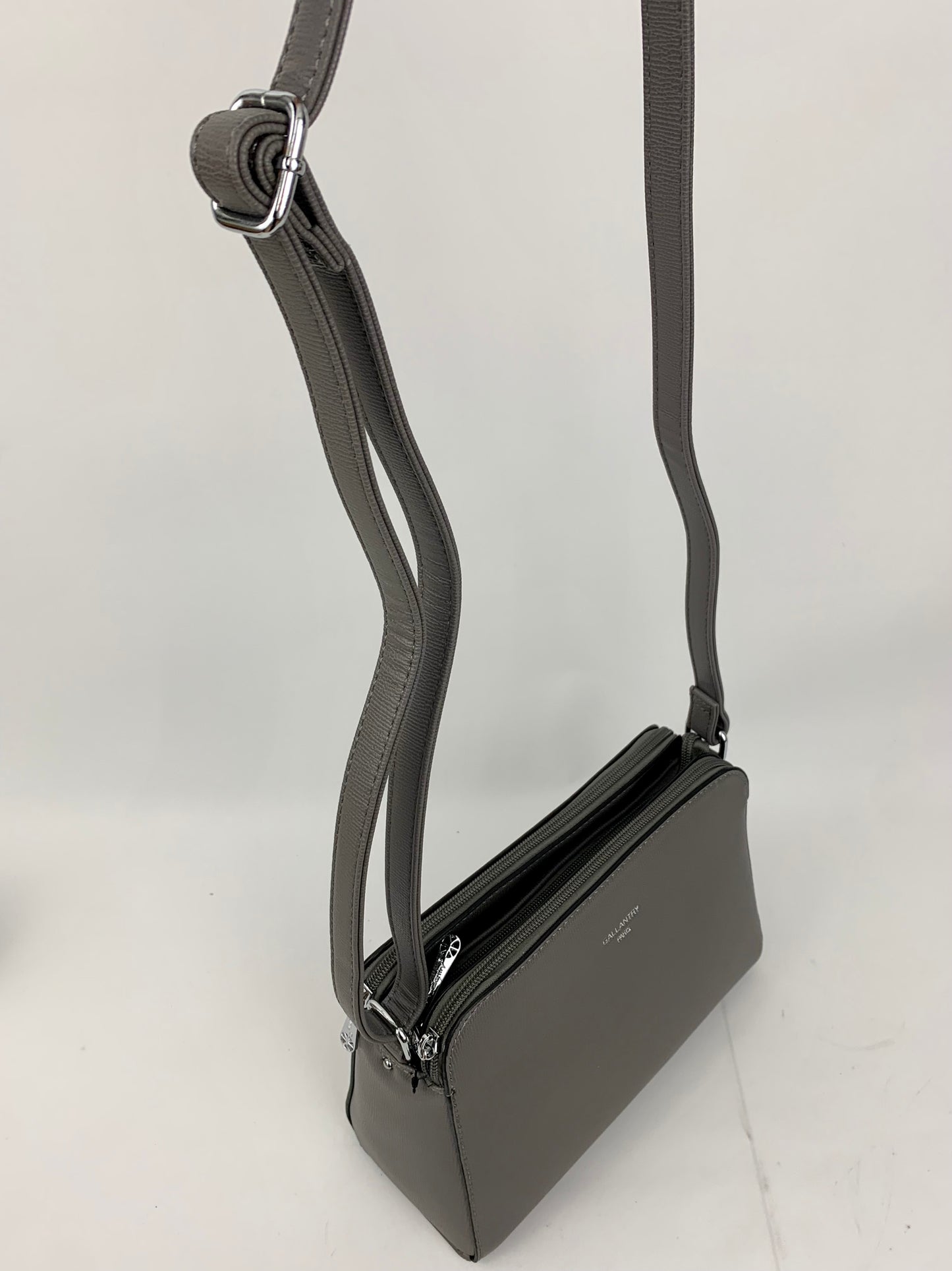 NEW JERSEY DARK GREY - faux leather middle size crossbody handbag