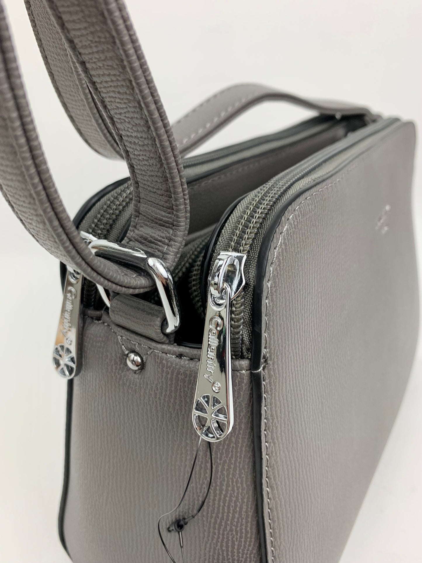 NEW JERSEY DARK GREY - faux leather middle size crossbody handbag