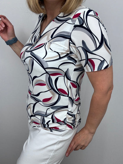 KAREN short sleeve zip top
