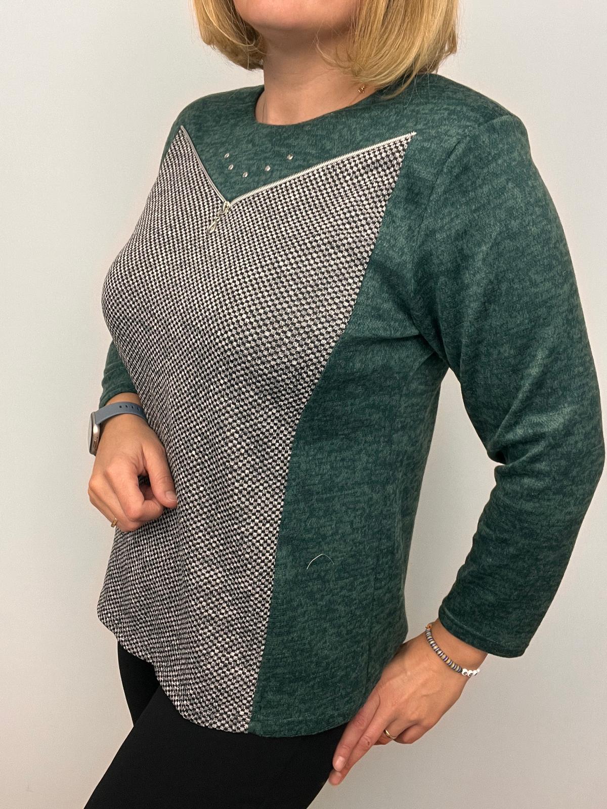 EVA green fine knit winter top