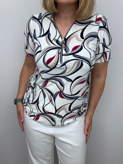 KAREN short sleeve zip top