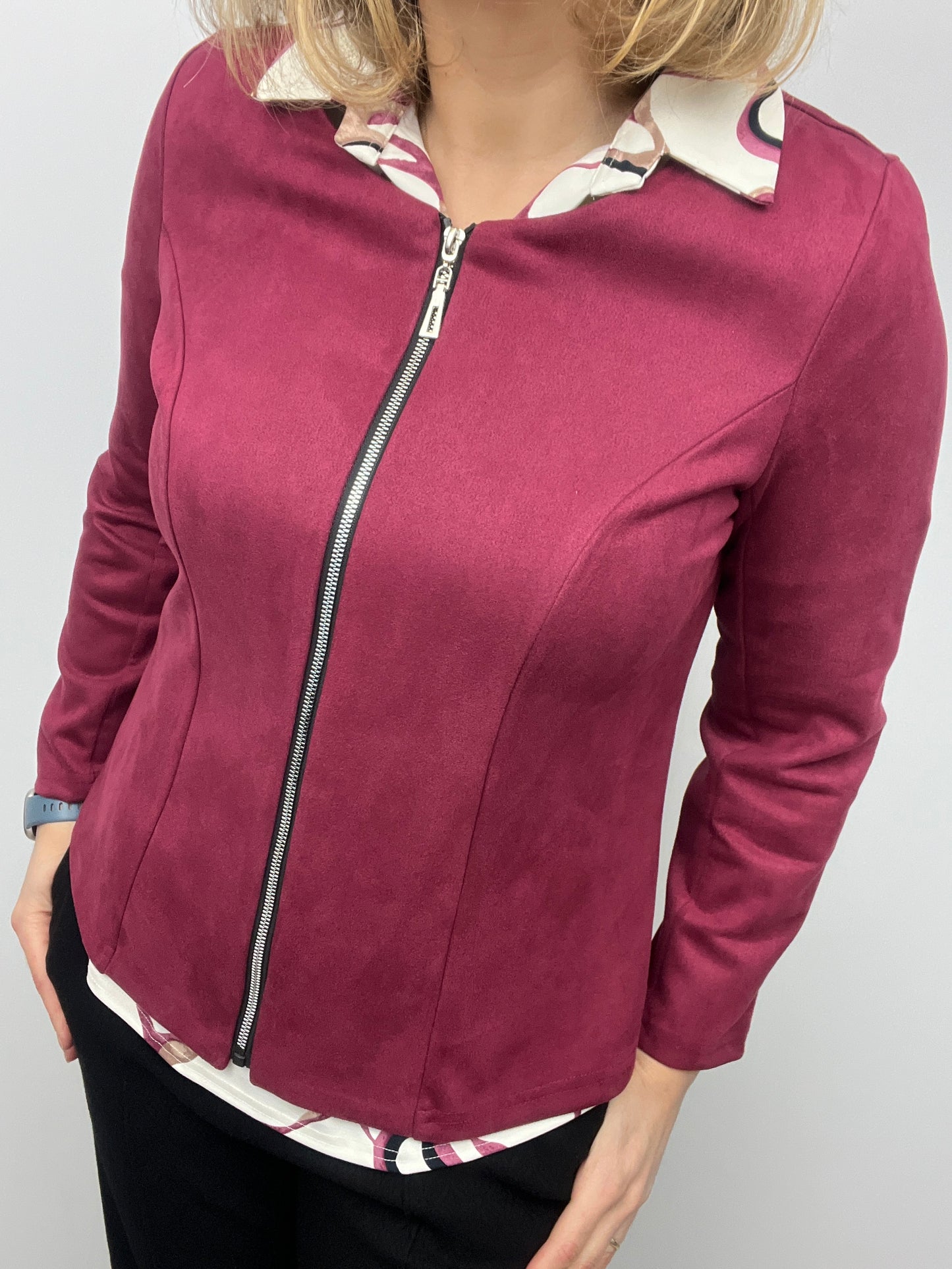 Suedette jacket rich berry
