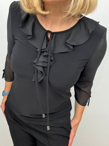 SHAUNA black ruffle top