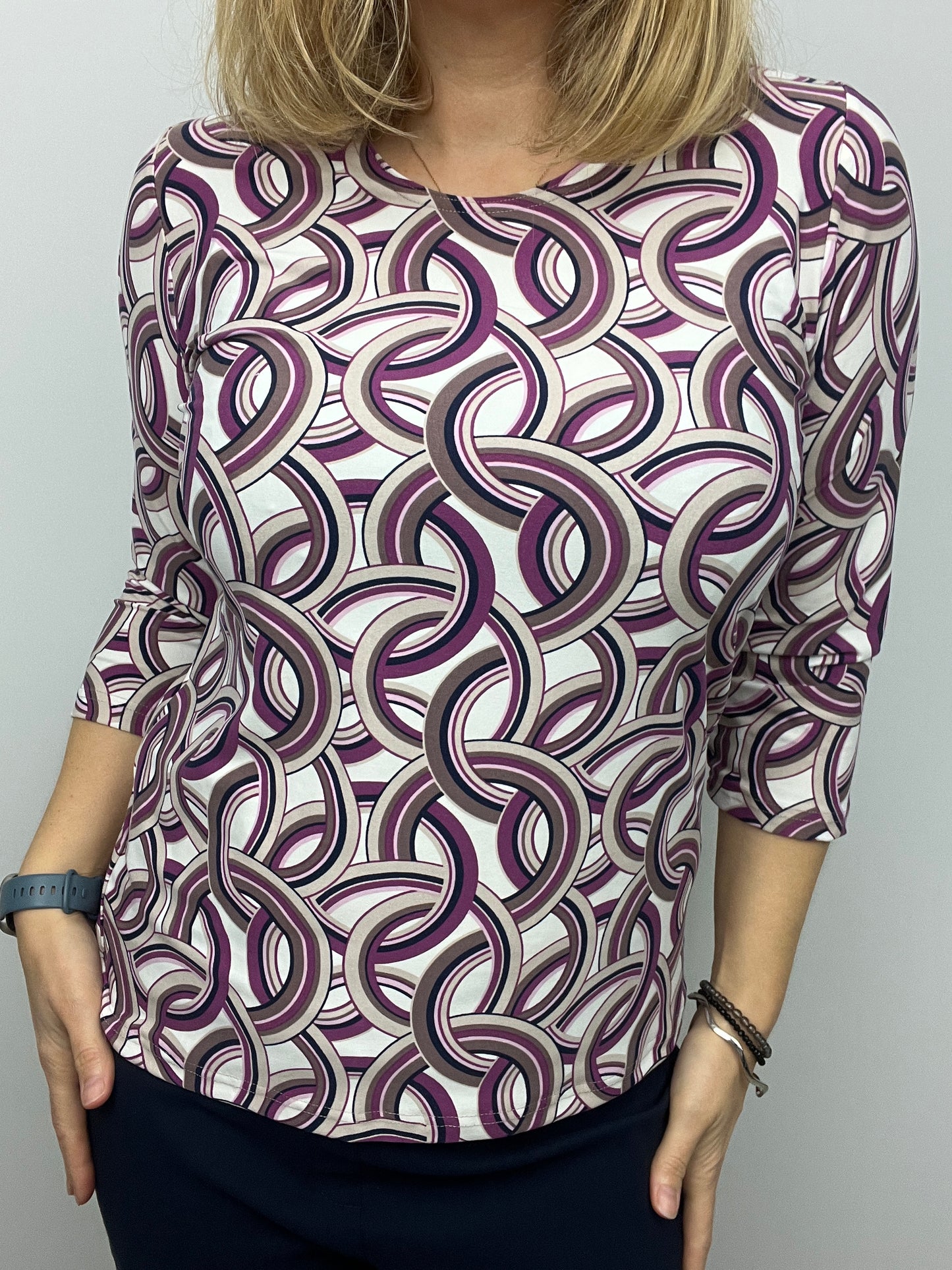 ARETHA peachy feeling style top 3/4 sleeves