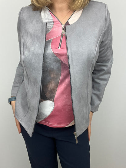 Silver Grey Suedette jacket