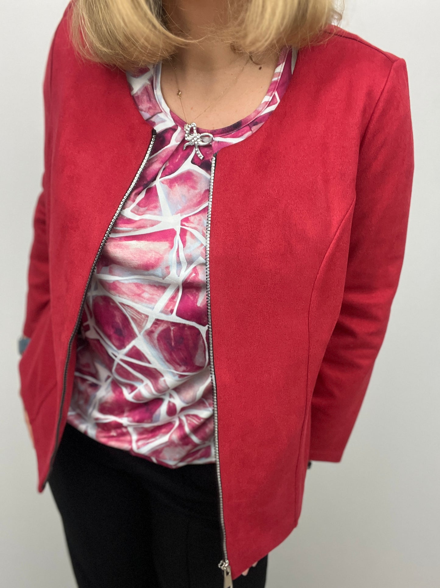 Suedette jacket red