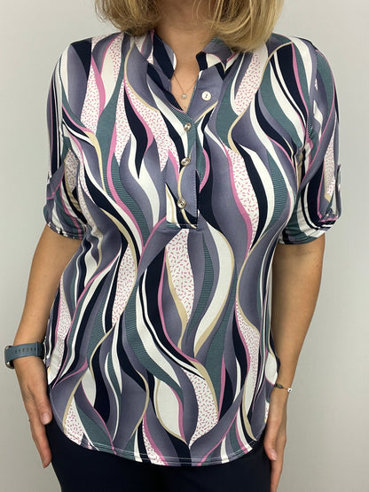 ZOE stand-up collar blouse