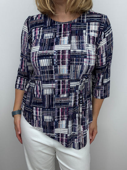 VIOLA round neck top with dipped hem