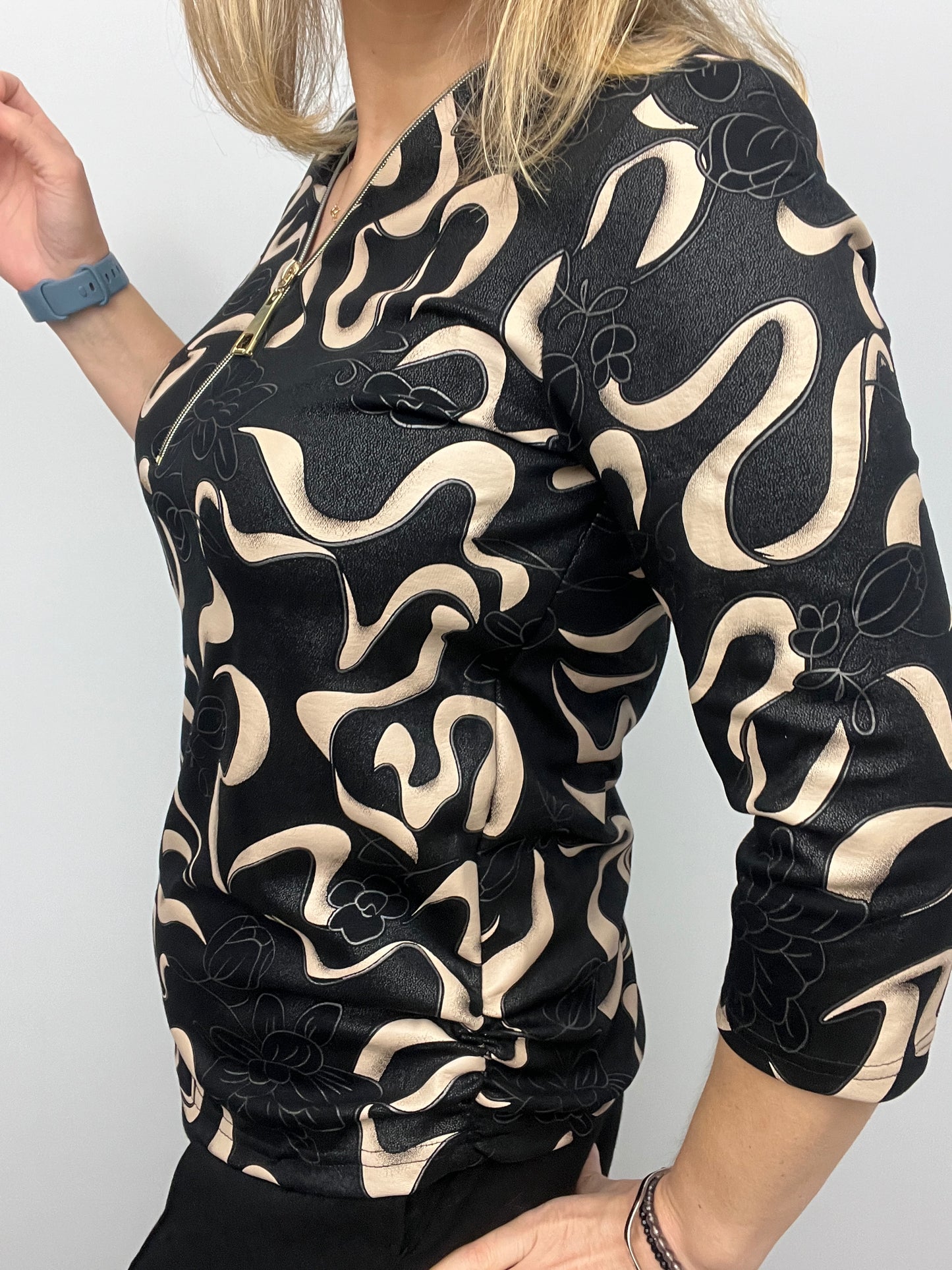 FAY 3/4 sleeve zip top