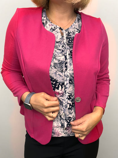 Fuchsia One-button fabric jacket