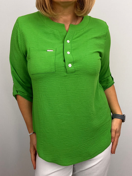 FIA green crape blouse