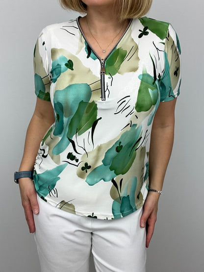 GEORGIA short sleeve zip top