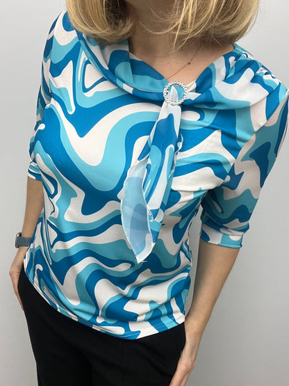 MIRABEL top with bow detail at neckline