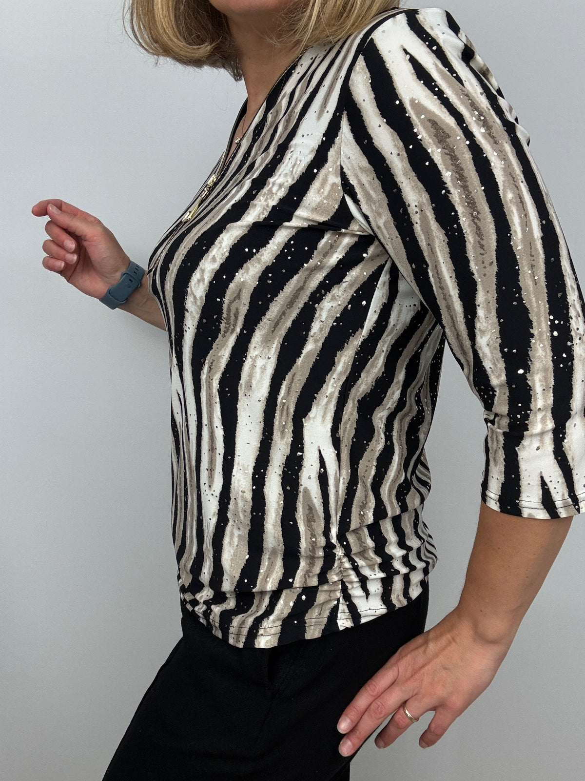 SYDNEY 3/4 sleeve zip top