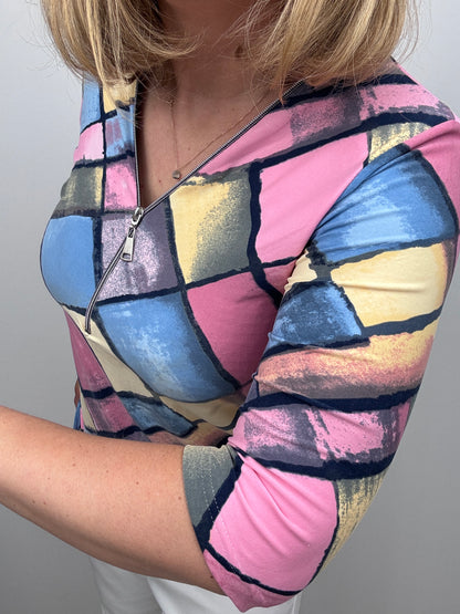 LEAH 3/4 sleeve zip top