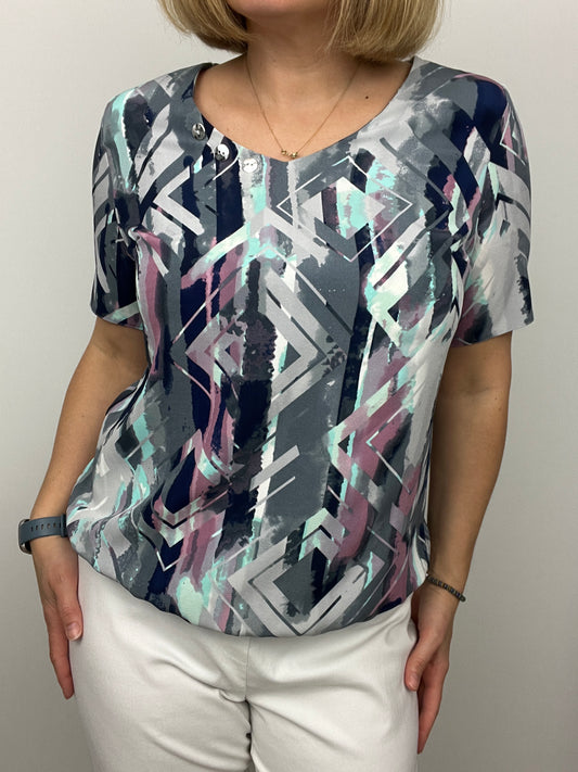 ASPEN v-neck top with elastic hem