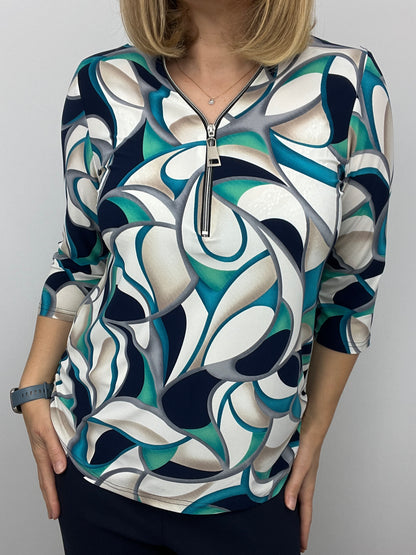MADISON 3/4 sleeve zip top