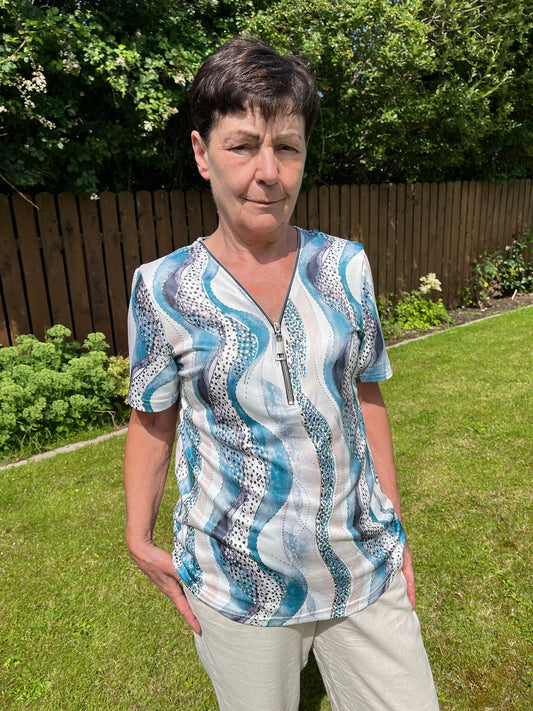 DEIRDRE short sleeve zip top