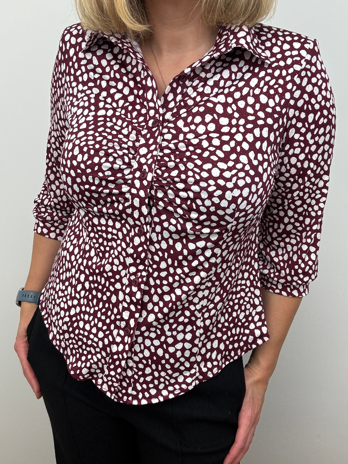 KYLIE burgundy button down blouse