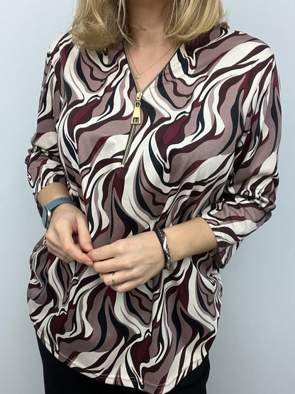 PEONY zip top 3/4 sleeve sizes 22-26