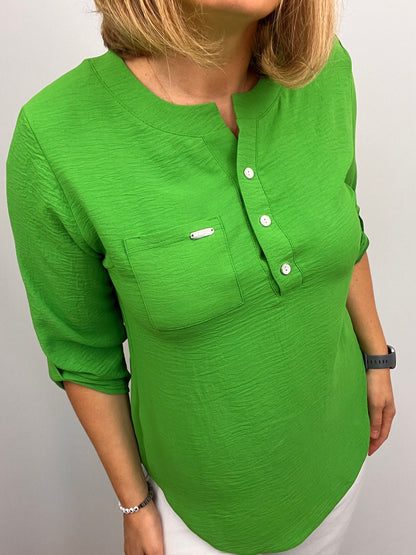 FIA green crape blouse