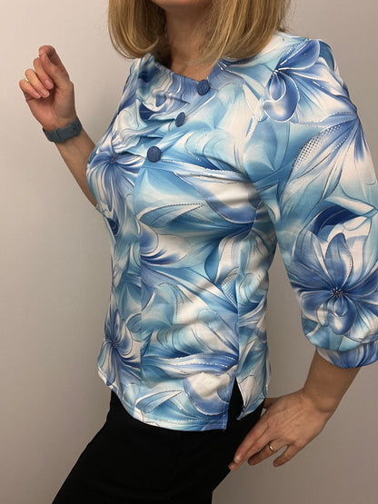 LORRAINE top with pleated neckline