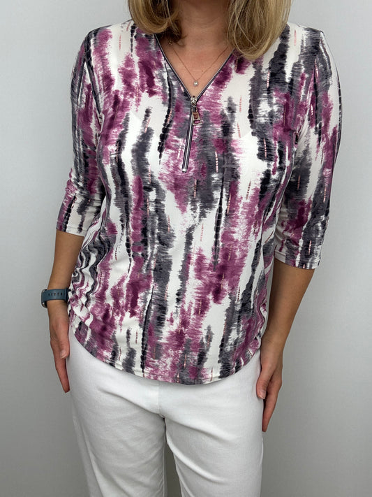 ABBEY 3/4 sleeve zip top