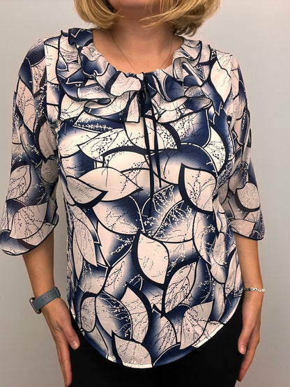 LUNA Double ruffle round neck top