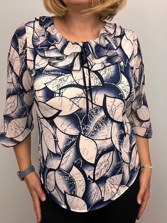 LUNA Double ruffle round neck top