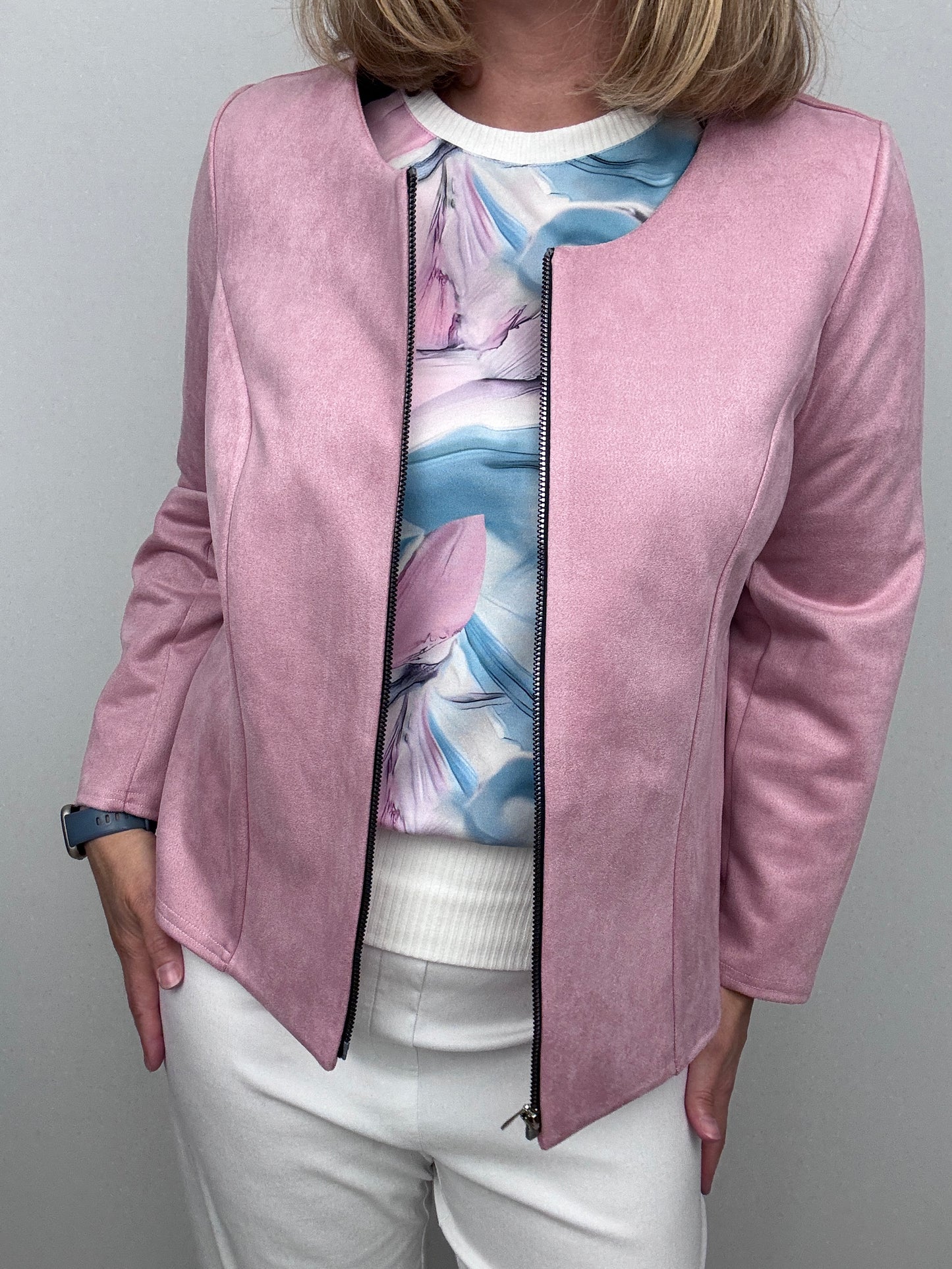 Powder pink suedette jacket