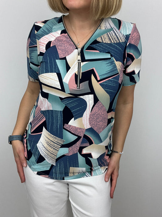 SYDNEY short sleeve zip top