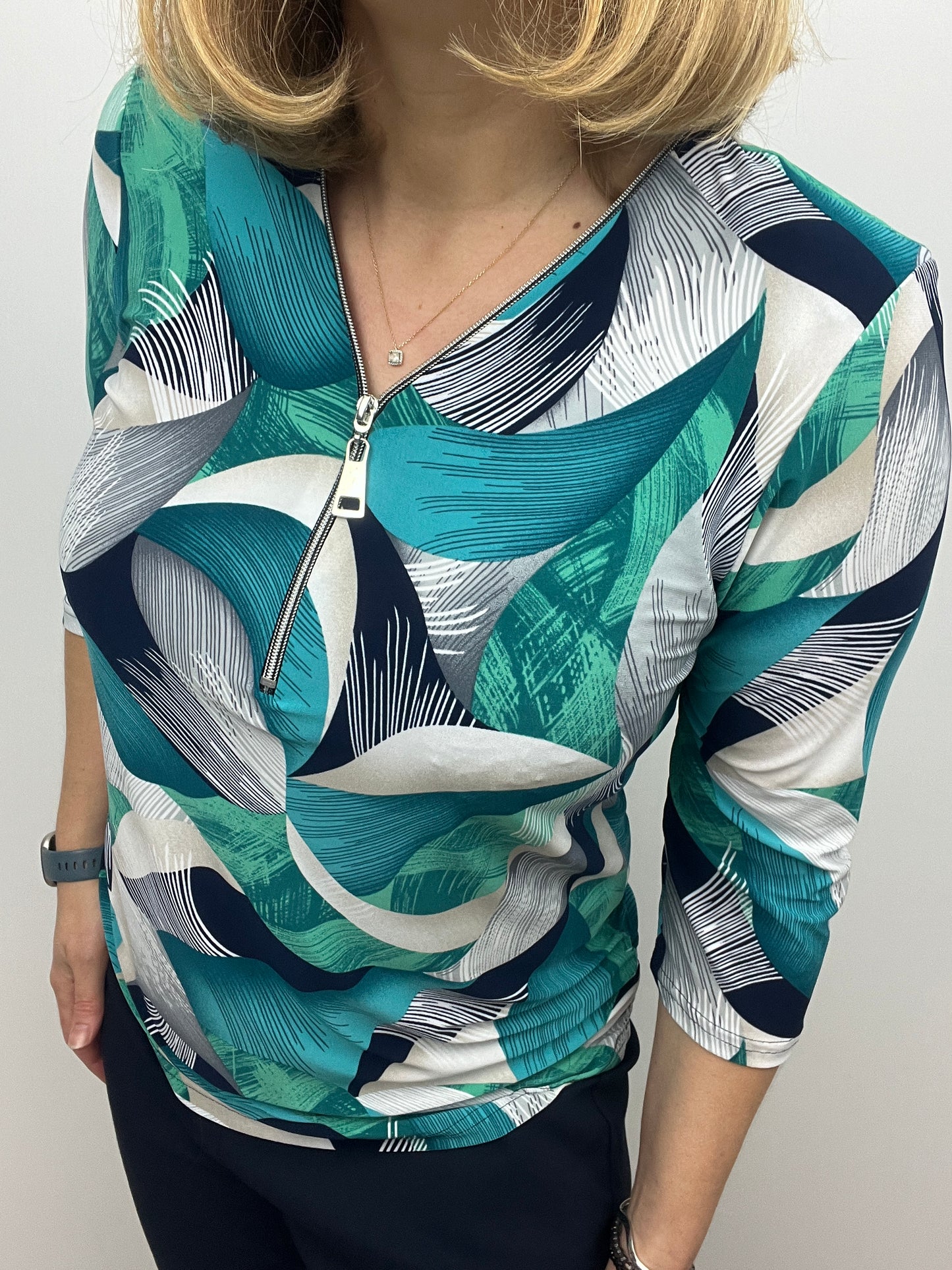 EMERALD 3/4 sleeve zip top