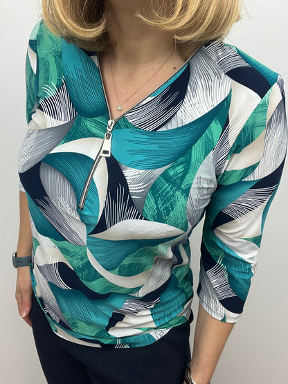 EMERALD 3/4 sleeve zip top