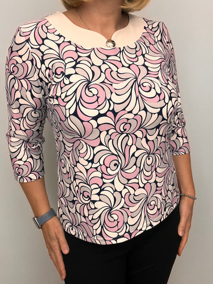 ELLA top with cream neckline