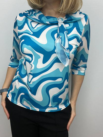 MIRABEL top with bow detail at neckline