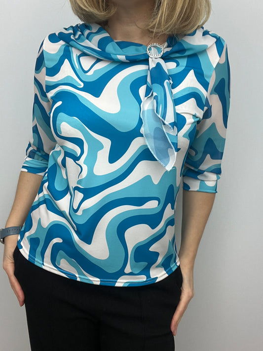 MIRABEL top with bow detail at neckline