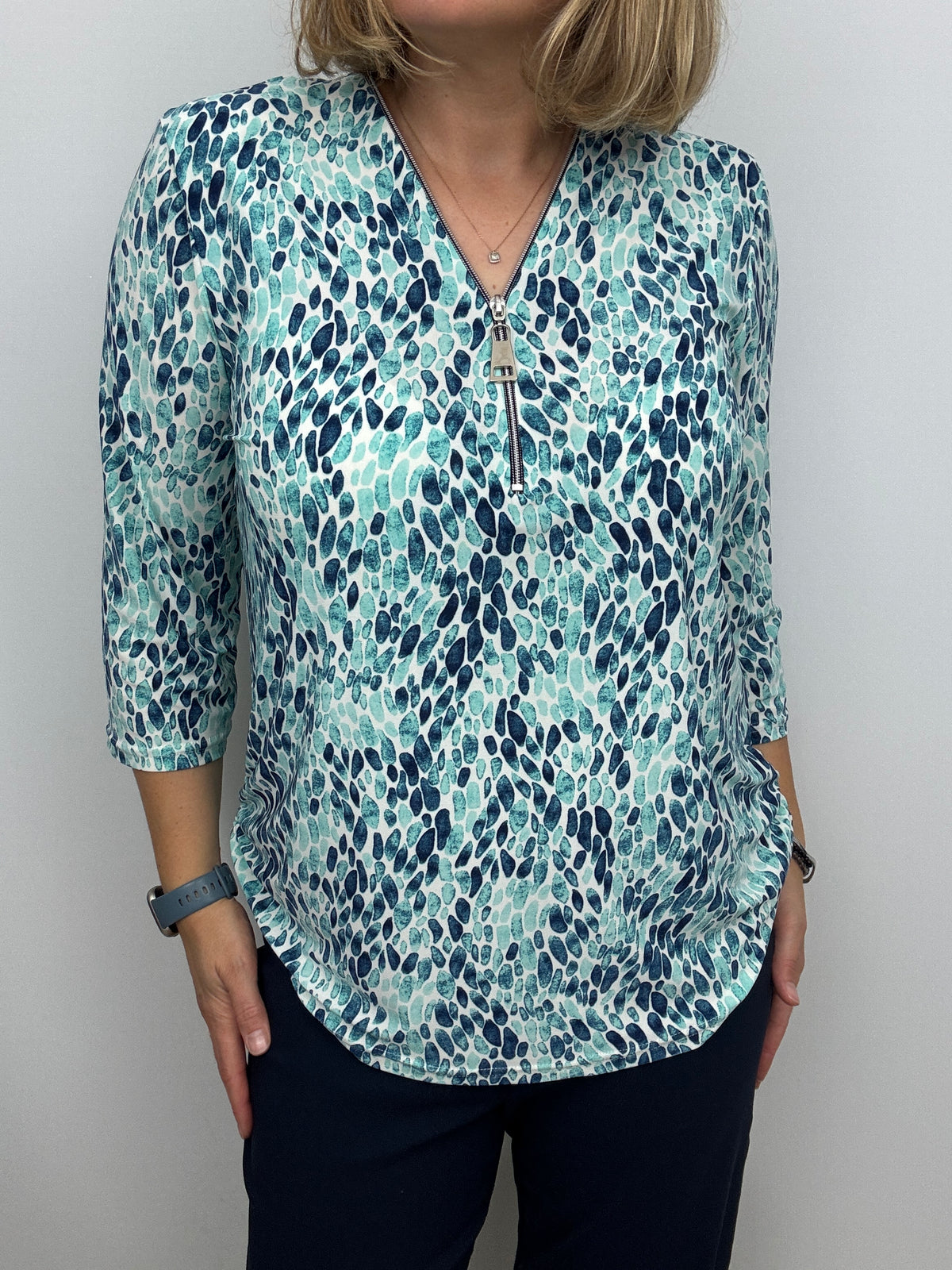 EILEEN 3/4 sleeve zip top