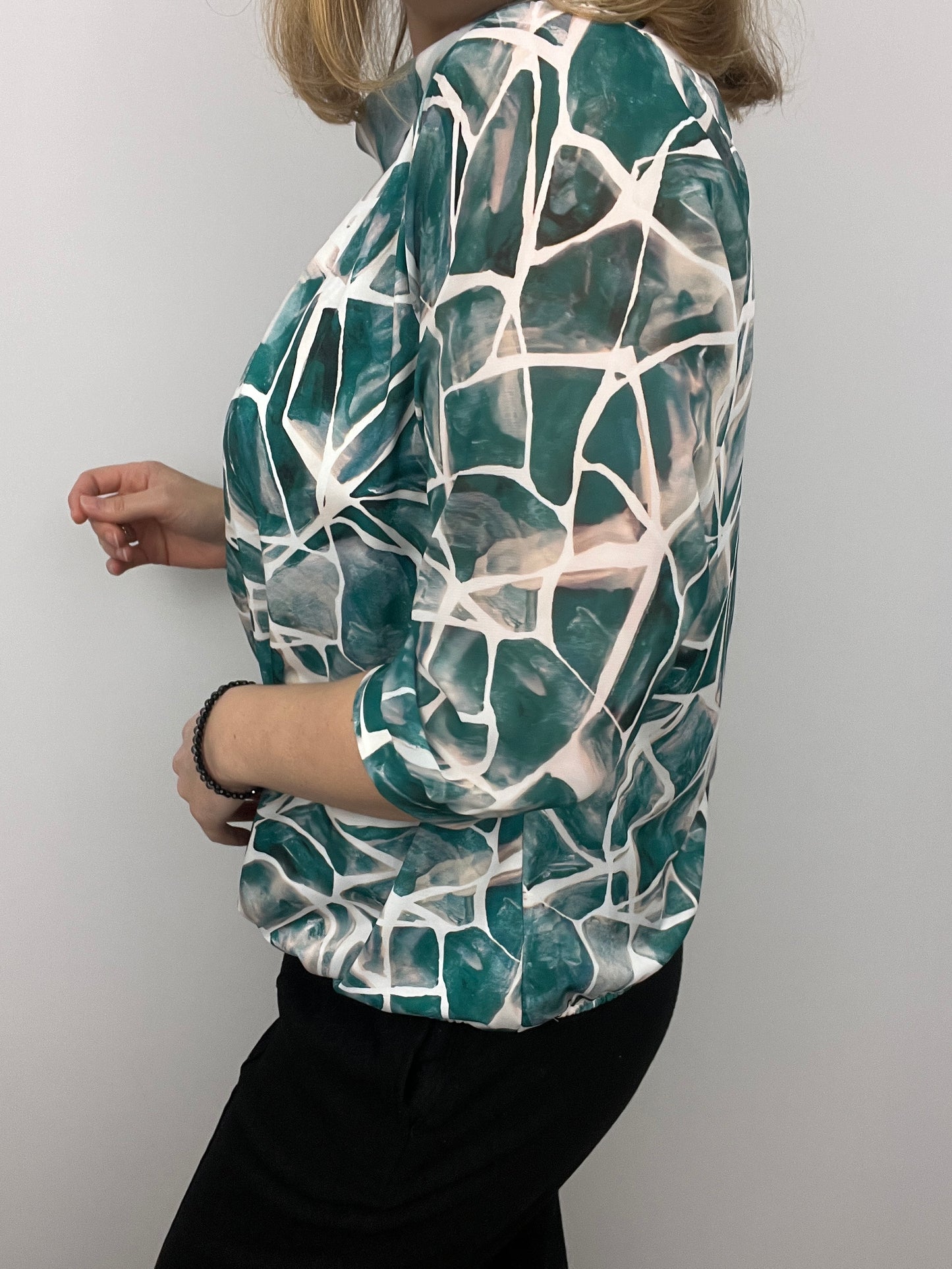 SABRINA high neck top with gently elasticated hem