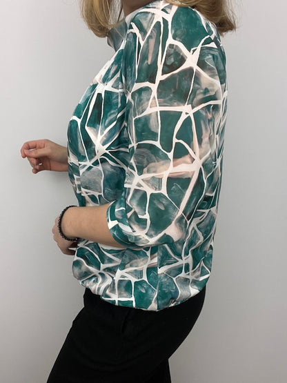 SABRINA high neck top with gently elasticated hem