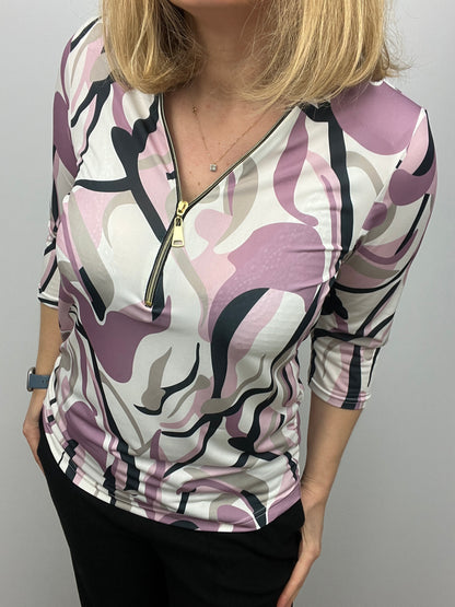SUE 3/4 sleeve zip top
