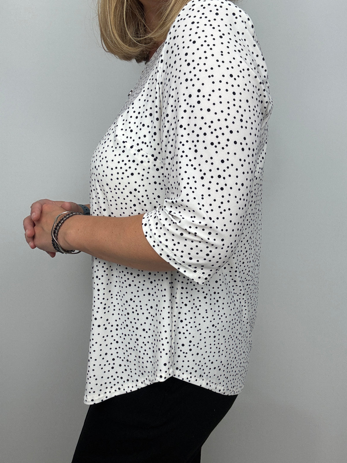 PAULA button-detail V-neck top