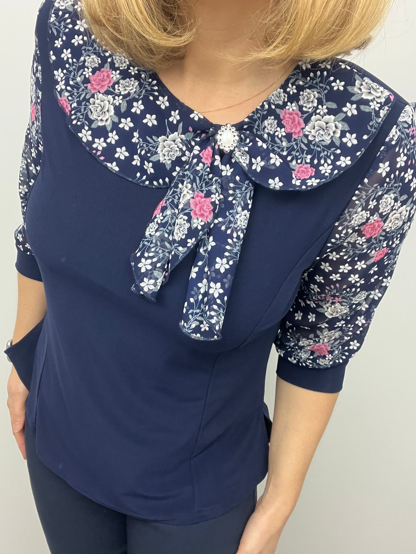 ERICA top with bow detail at neckline